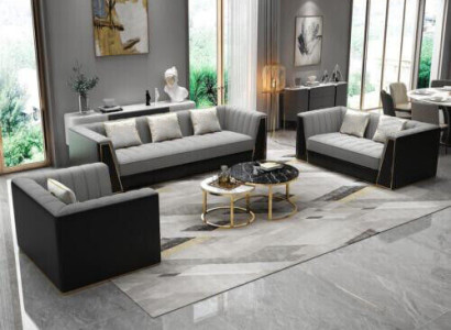 Sofa set gray couch textile Medusa fabric sofa couches sofa furniture 3 pieces